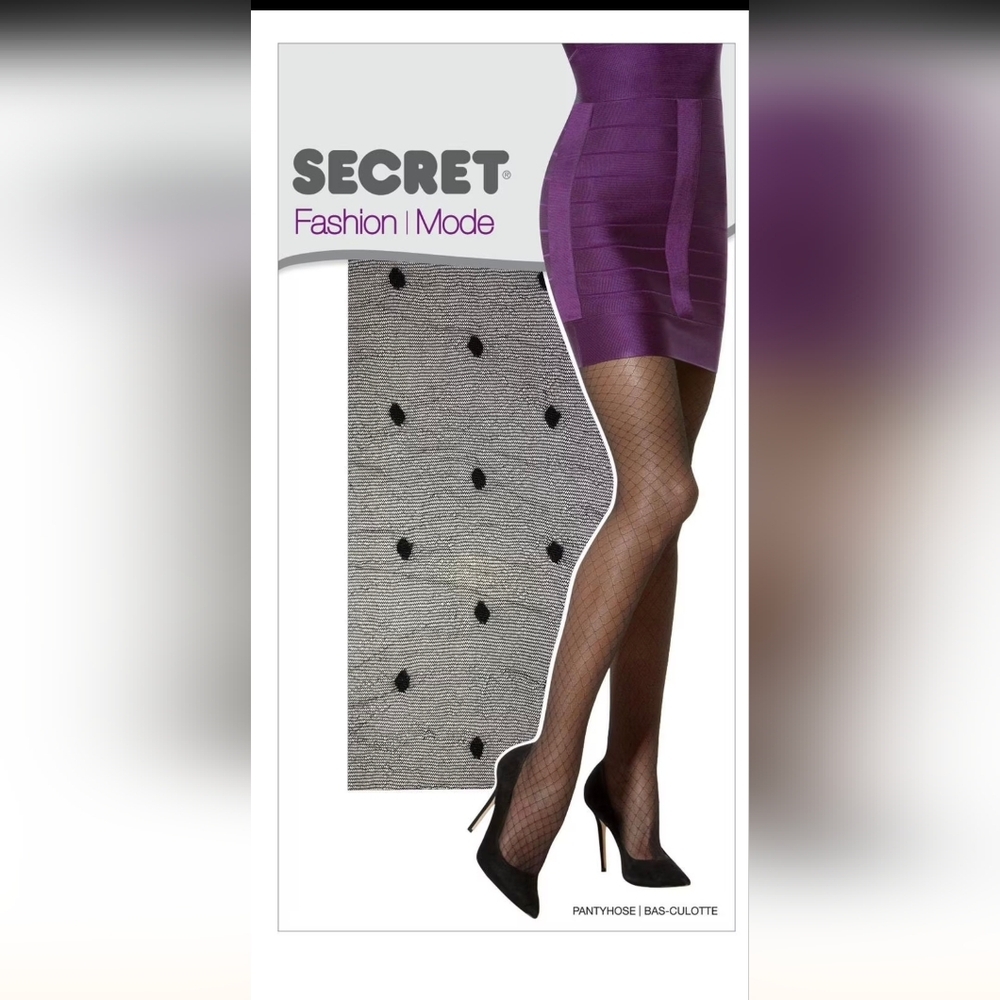 Secret Polka Dot Pattern Control Top Fashion Pantyhose size A/B 90-140 lbs